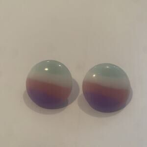 Vtg Avon 1988 Pastel Parfait Pierced Stud Earrings Ombre Green Pink Purple